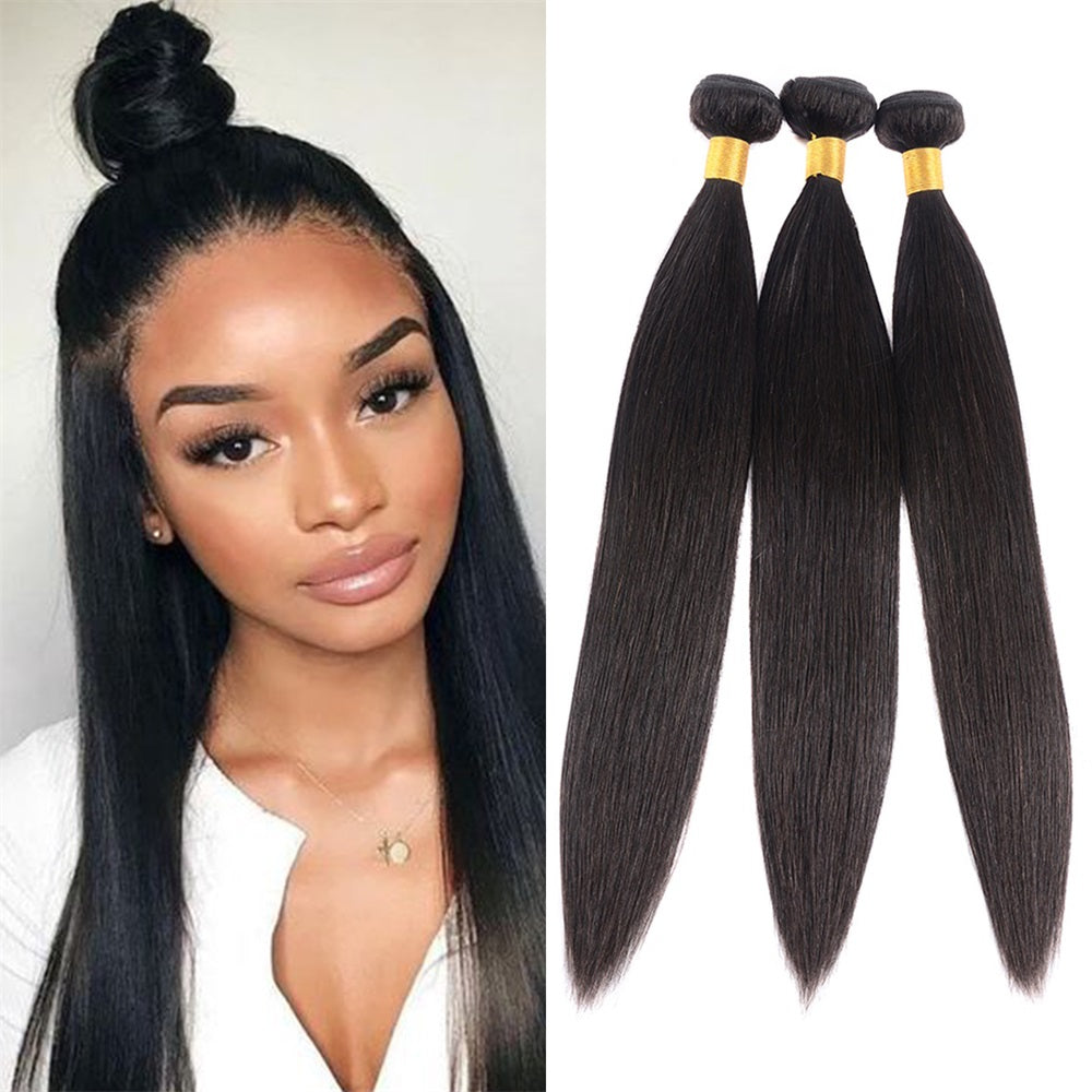 Siyun Show Straight Hair 3 Bundles Unprocessed Natural Black Color